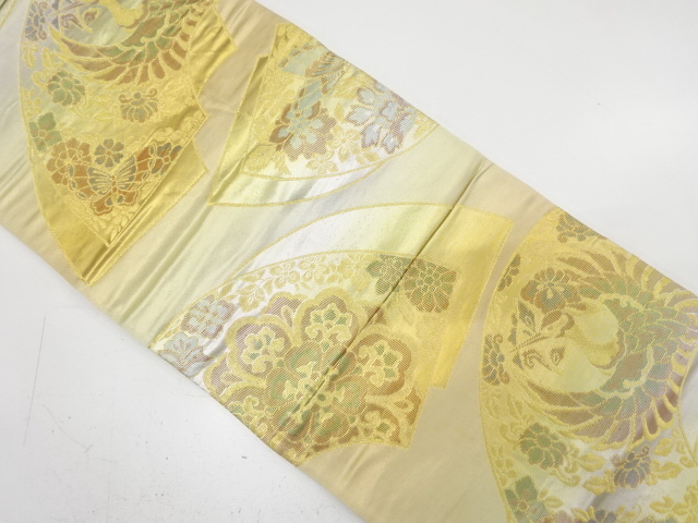 JAPANESE KIMONO / ANTIQUE FUKURO OBI / SILK / WOVEN FLOWER CREST